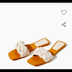 Cream Braided Slip-On Sandals